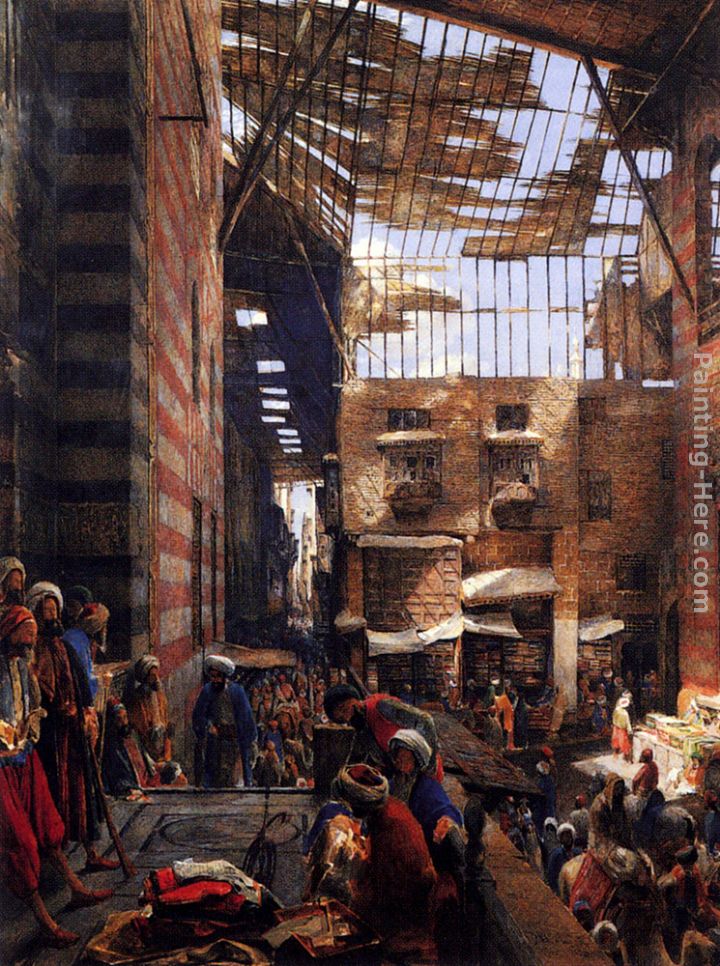 A View Of The Street And Morque Of Ghorreyah, Cairo painting - John Frederick Lewis A View Of The Street And Morque Of Ghorreyah, Cairo art painting